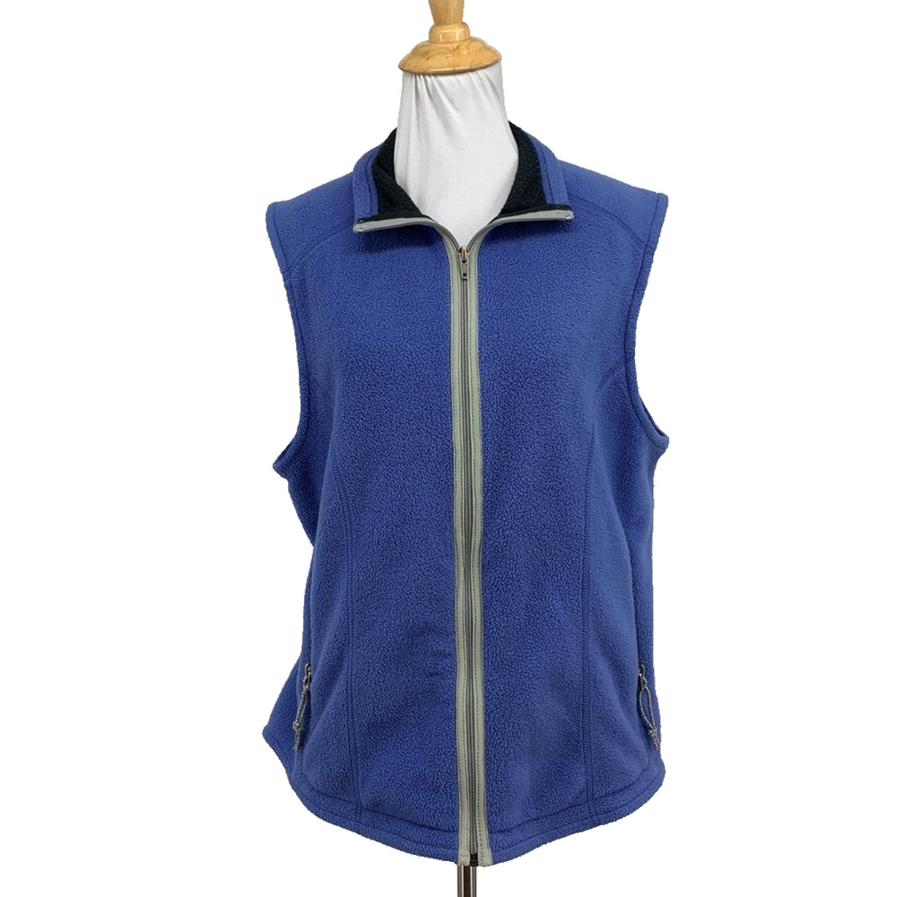Vintage Patagonia Vest Women L Large Dusty Blue Synchilla Fleece Zip Up Made USA